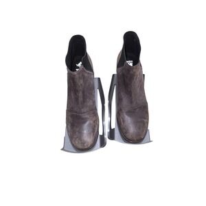 Sorel Women's Leather Ankle Boots Size 9 Brown Block Heel Slip-On Elastic Sides